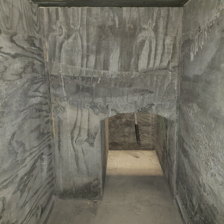 The inside of a furnace with insulation installed.